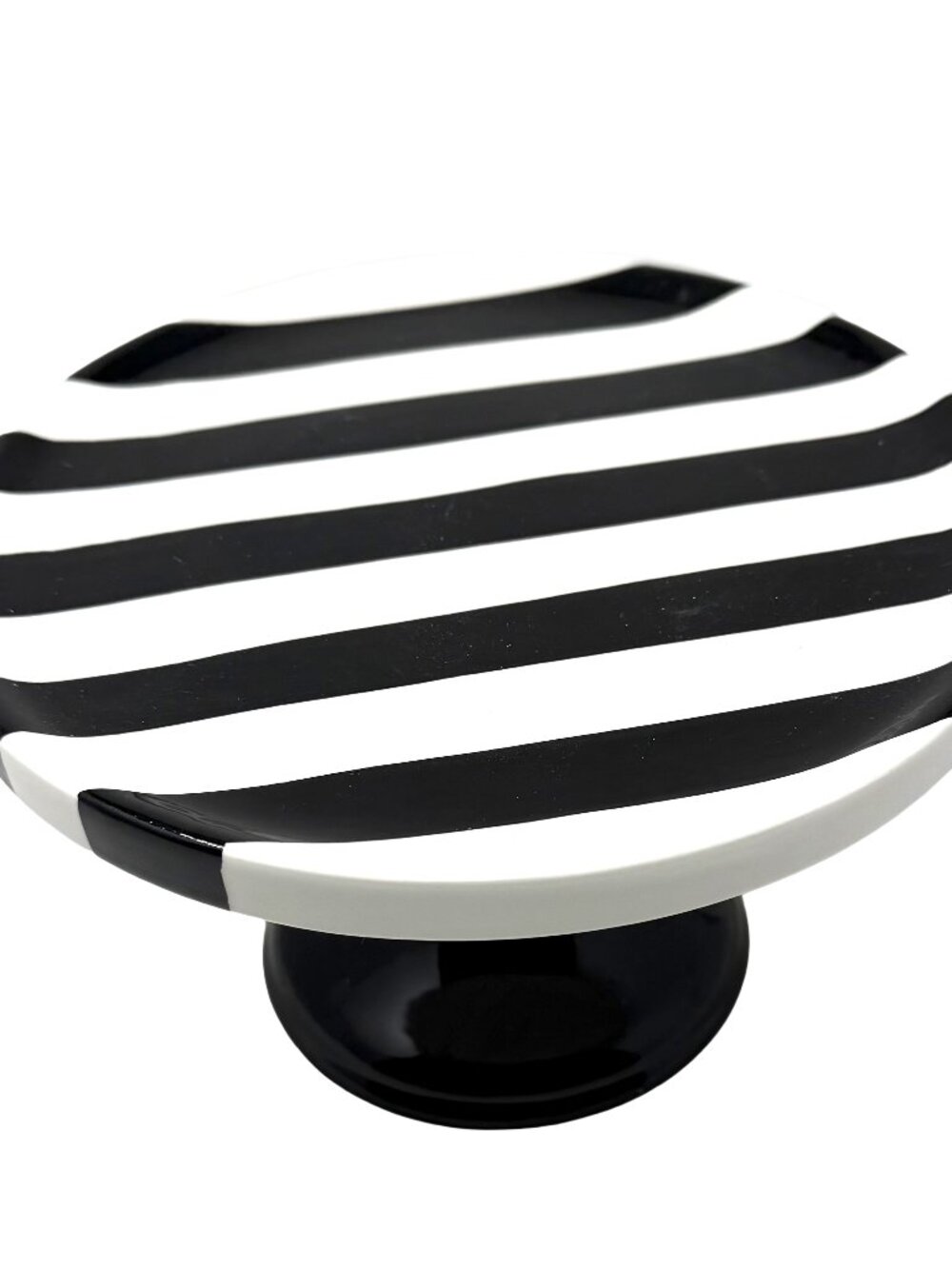 2026 Target Bullseye Black & White Striped Cake Stand Halloween Goth Decor NEW